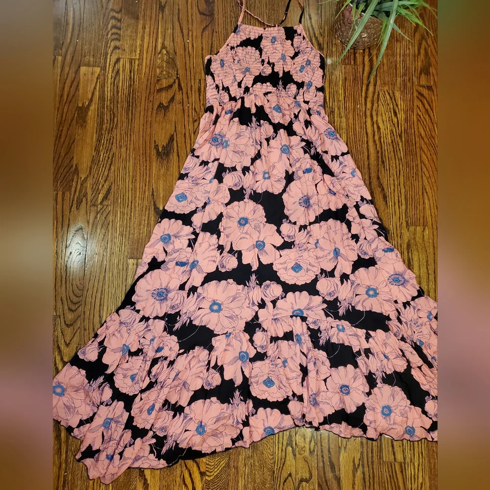 Free People Pink Floral Halter Maxi Dress